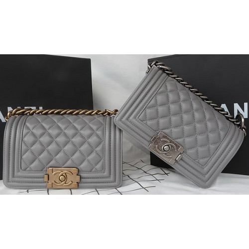 Geantă Chanel mini Flap Bag Original Sheepskin A67085 Gri