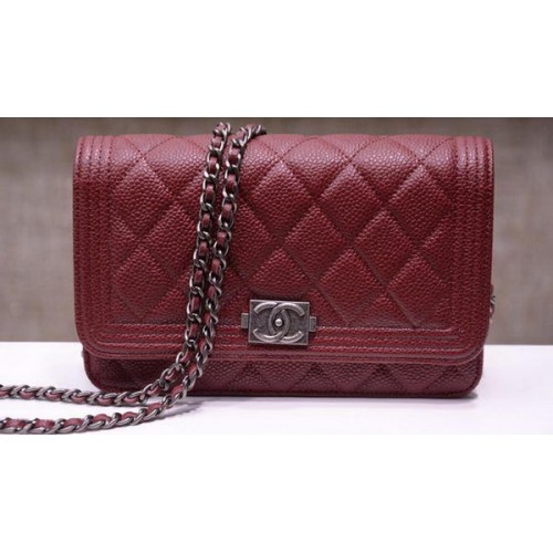 Genți mini cu clapă Chanel Boy, model Cannage A33815, culoare Burgundy