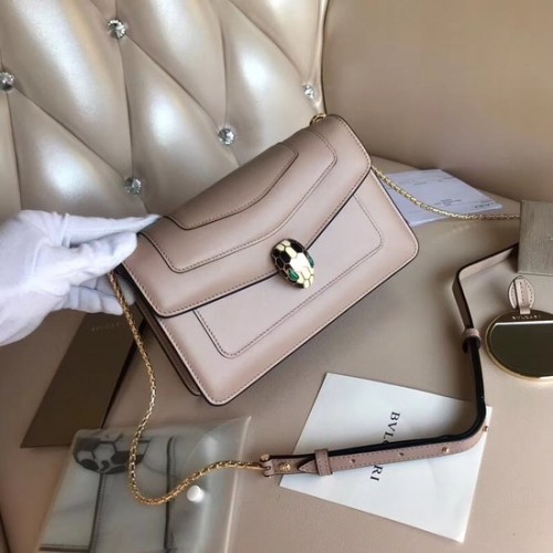 Geantă de umăr Bvlgari Original Calfskin Leather Serpenti Forever 5590 roz deschis