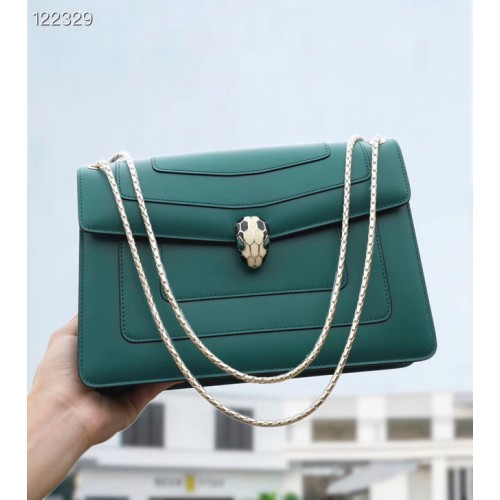 Geantă crossbody din piele Bvlgari Serpenti Forever 20288 Emerald
