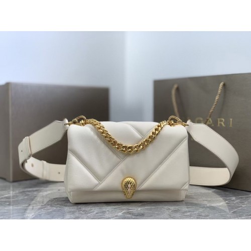 Geantă crossbody din piele Bvlgari Serpenti Forever B219069 crem