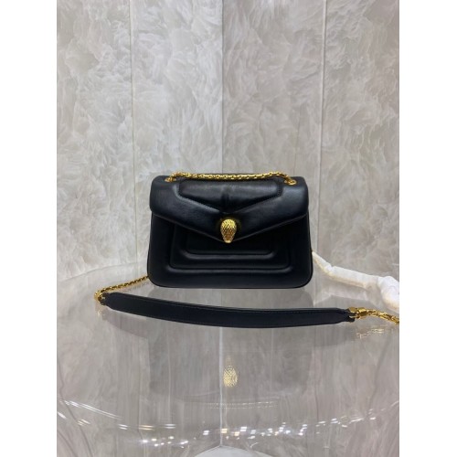Geantă crossbody din piele Bvlgari Serpenti Forever B282922 Neagră
