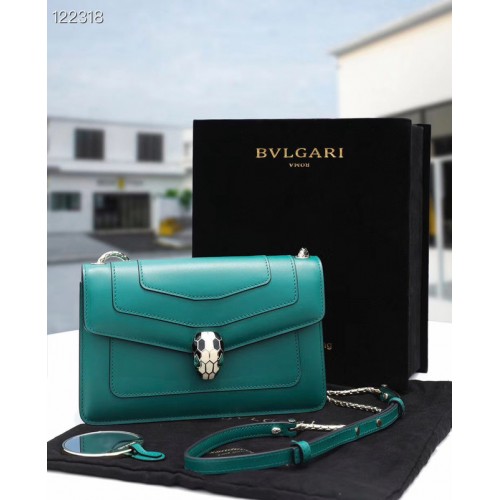 Geantă mică crossbody din piele Bvlgari Serpenti Forever 28090 Emerald
