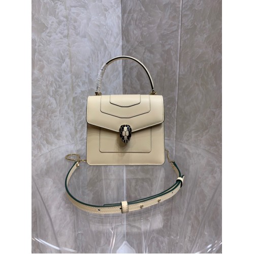 Geantă mică crossbody din piele Bvlgari Serpenti Forever 286999 crem