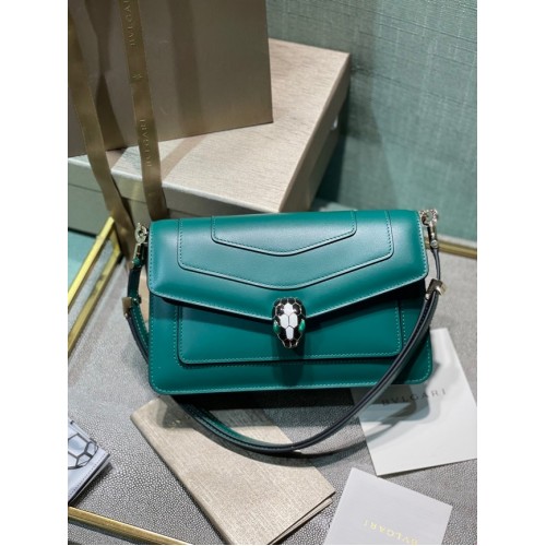 Geantă mică crossbody din piele Bvlgari Serpenti Forever 292104 verde