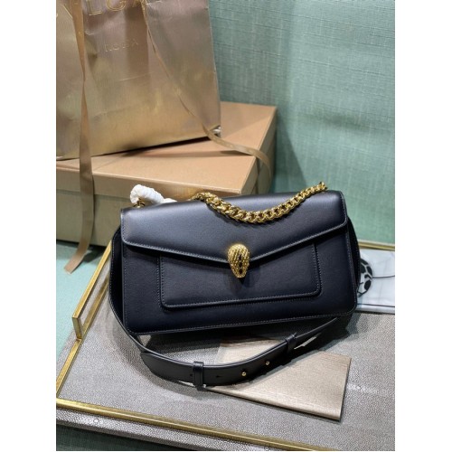 Geantă mică crossbody din piele Bvlgari Serpenti Forever 292833 neagră