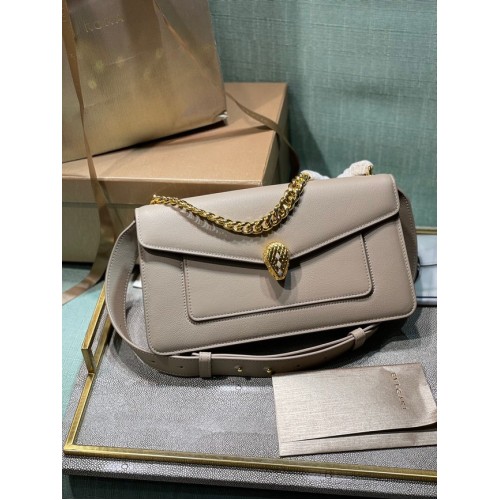 Geantă mică crossbody din piele Bvlgari Serpenti Forever 292833 gri