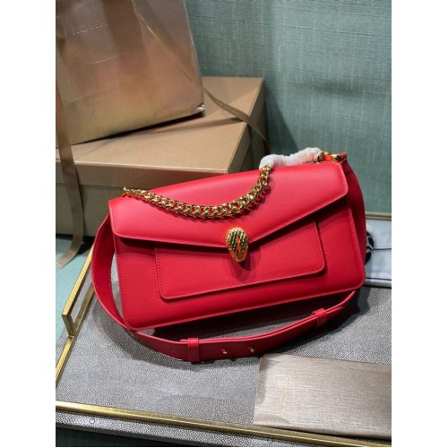 Geantă mică crossbody din piele Bvlgari Serpenti Forever 292833 roșie