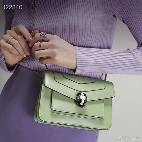 Geantă mică crossbody din piele Bvlgari Serpenti Forever 29286 verde
