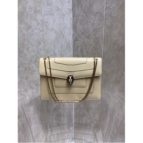 Geantă mică crossbody din piele Bvlgari Serpenti Forever 35106 crem