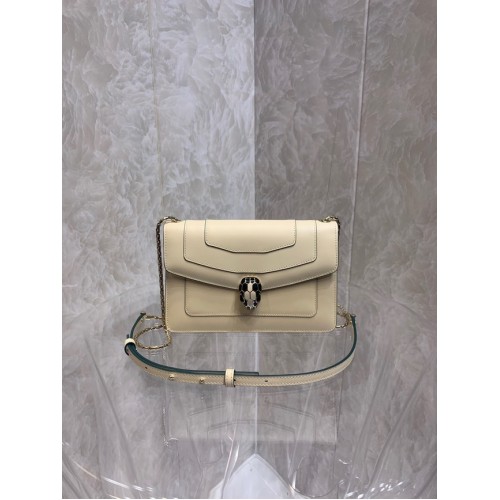 Geantă mică crossbody din piele Bvlgari Serpenti Forever 65106 crem