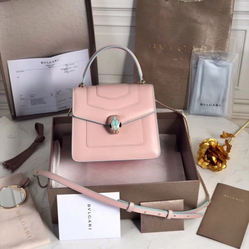 Geantă mică crossbody din piele Bvlgari Serpenti Forever 70736 Roz