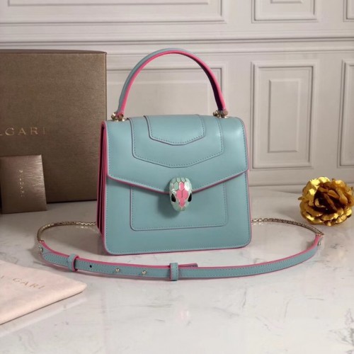 Geantă mică crossbody din piele Bvlgari Serpenti Forever 70736 albastru deschis