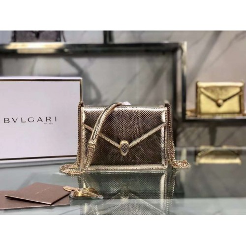 Geantă mică crossbody din piele Bvlgari Serpenti Forever B210544 auriu deschis