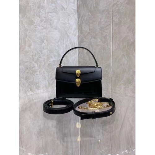 Geantă mică crossbody din piele Bvlgari Serpenti Forever B210755 Negru