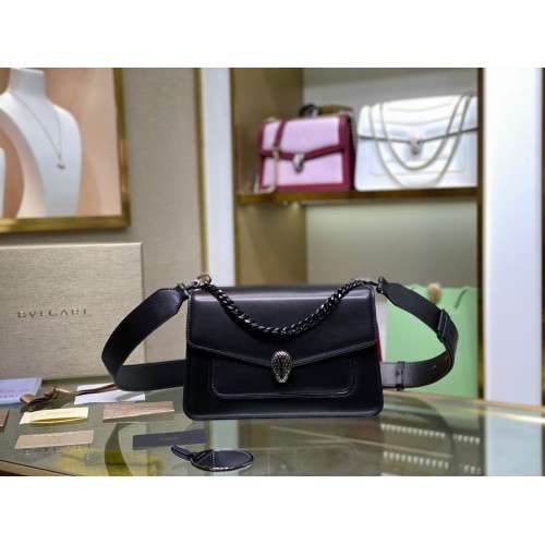 Geantă mică crossbody din piele Bvlgari Serpenti Forever B210762 neagră