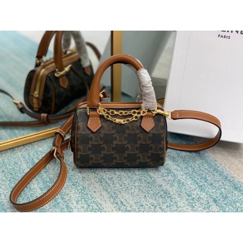 CELINE MINI GEANTĂ TAMBOUR DIN PÂNZĂ TRIOMPHE 2090 maro