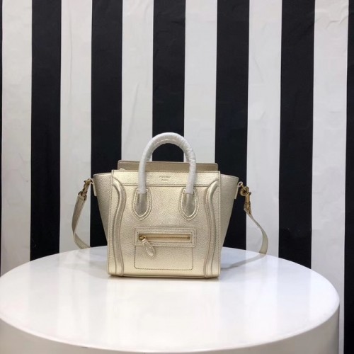 GEANTĂ CELINE NANO DIN PIELE DE MIEL LAMINATĂ 189244-25 auriu