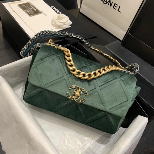Geantă CHANEL 19 Flap AS1160 verde