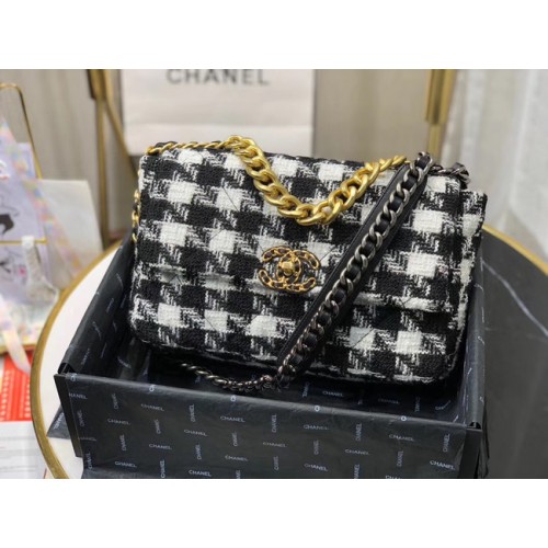 Geantă CHANEL 19 Flap AS1161 Alb-negru