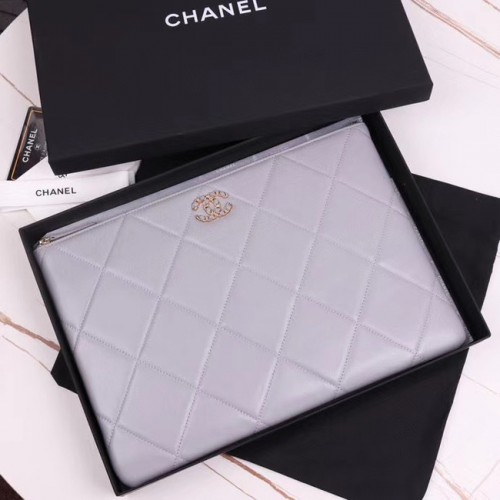Geantă de mână CHANEL 19 Sheepskin Original din piele AP0952 gri