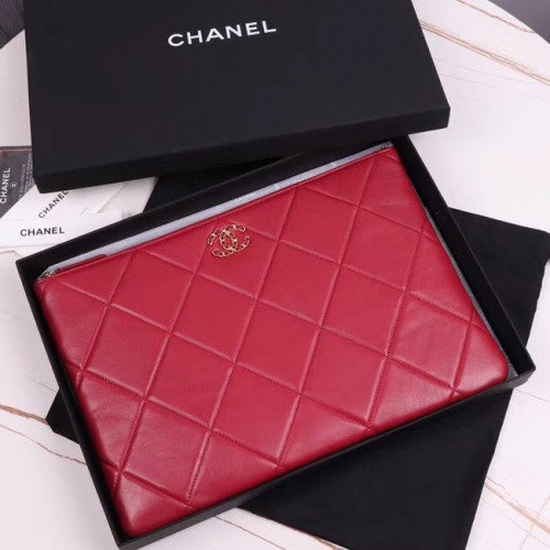 Geantă de mână CHANEL 19 Sheepskin Original din piele AP0952 roșie