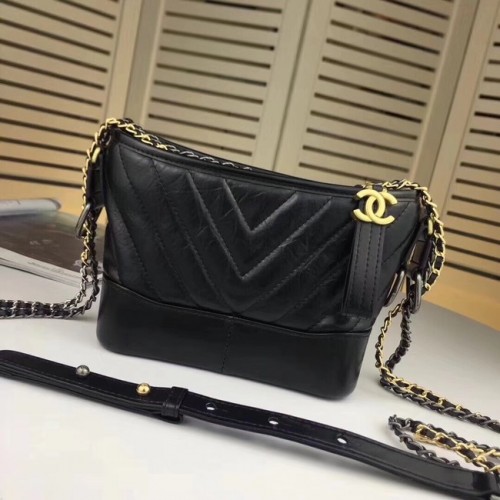 Geantă hobo CHANEL GABRIELLE Original din piele A93841 neagră