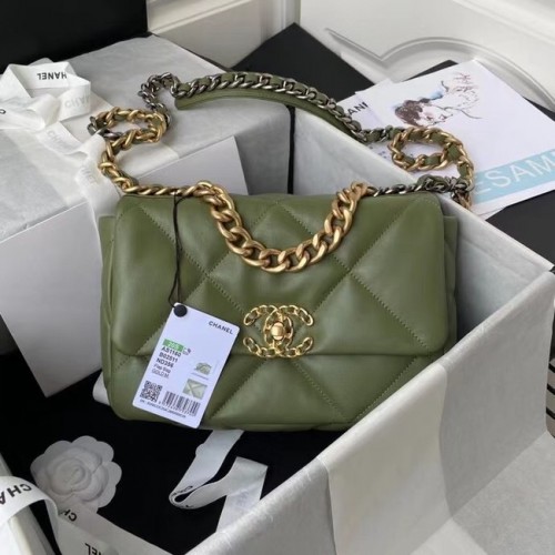 Geantă CHANEL din piele de miel 19 Flap AS1160 AS1161 verde