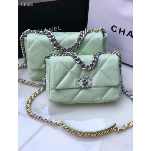 Geantă CHANEL Lambskin 19 Flap AS1160 AS1161 albastru deschis