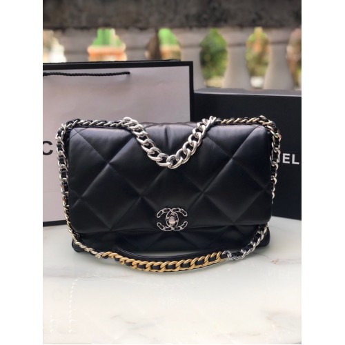 Geantă CHANEL Lambskin 19 Flap AS1162 neagră