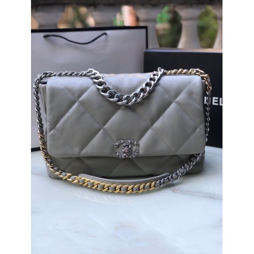 Geantă CHANEL Lambskin 19 Flap AS1162 gri