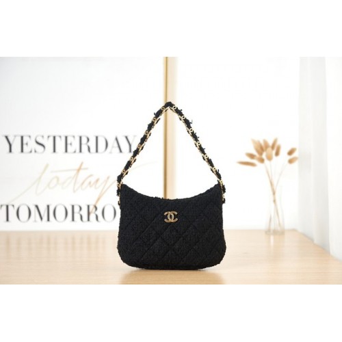 CHANEL MICĂ Țeavă din metal auriu AS3562 NEGRU