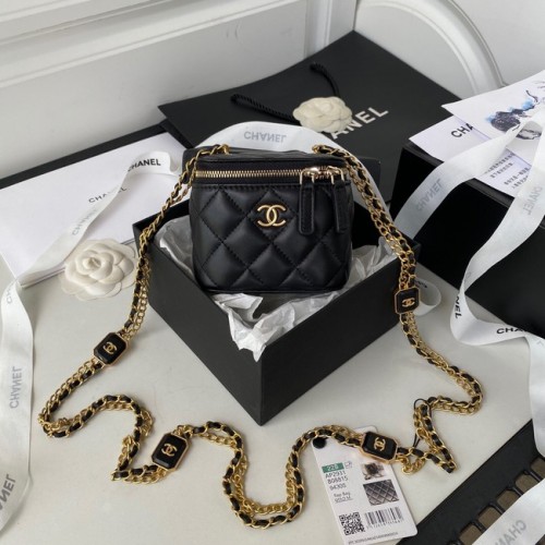 CHANEL CU LANȚ DE TOALETĂ MICĂ Piele de miel Metal auriu AP2931 negru