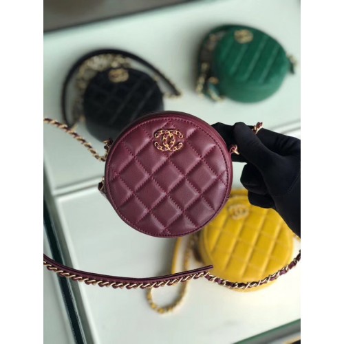 Pachet cu lanț din piele de oaie CHANEL A0725 Burgundy