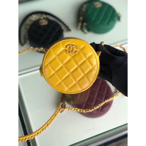 Pachet lanț din piele de oaie CHANEL A0725 galben