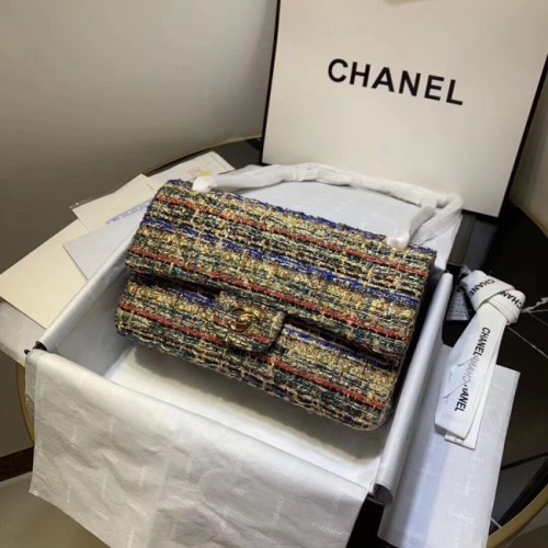 CHANEL Tweed din piele de vițel - Metal auriu 1112 caisă