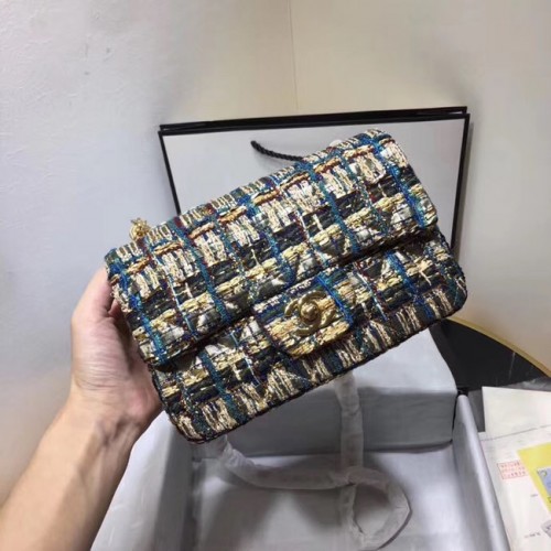 CHANEL Tweed din piele de vițel - nuanță aurie - metal nuanță auriu AS1116