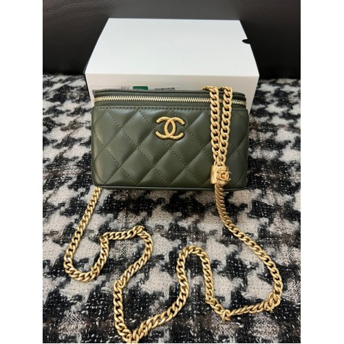 CHANEL VANITY CU LANȚ 68106 verde negricios