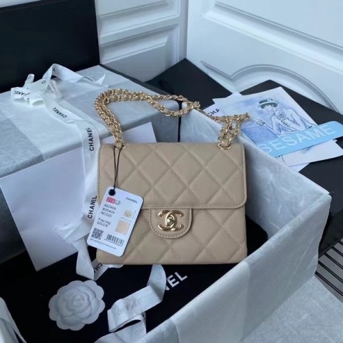 Geantă mini cu clapă CHANEL AS2468 Caisă