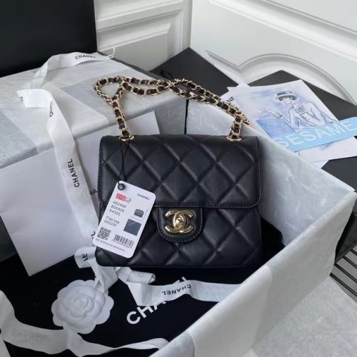 Geantă mini cu clapă CHANEL AS2468 neagră