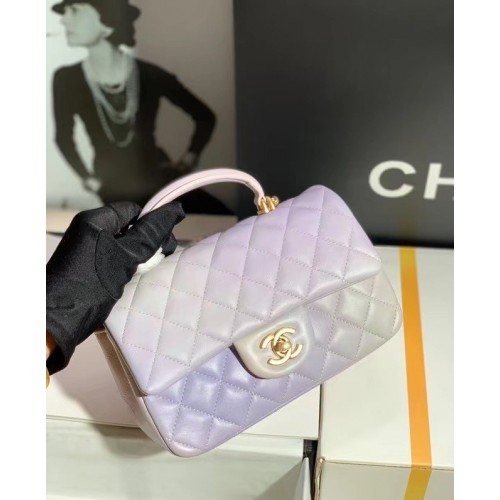 Geantă CHANEL mini cu clapă și mâner superior AS2431 curcubeu
