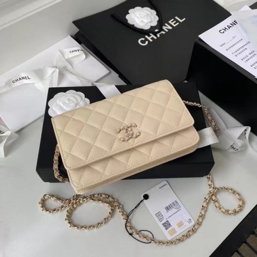 Portofel mini CHANEL cu lanț AP2136 Caisă