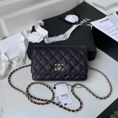 Portofel mini CHANEL cu lanț AP2136 negru