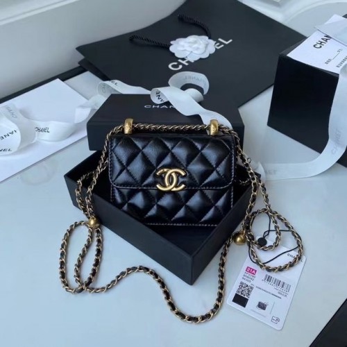Portofel mini CHANEL cu lanț AP2290 negru