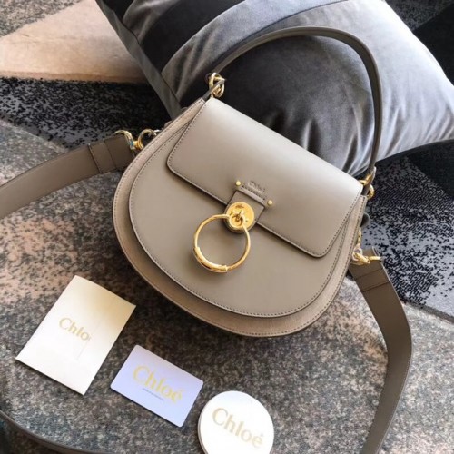 Geantă crossbody CHLOE Tess din piele și piele întoarsă 3S152 gri