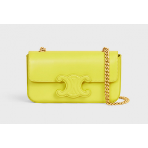 Celine GEANTĂ DE UMĂR TRIOMPHE CU LANȚ DIN PIELE DE VIȚEL STRĂLUCITOARE 199243 ANIS