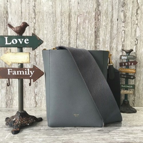 Genți Celine Cabas Phantom din piele cu model Lichee 77426 Gri