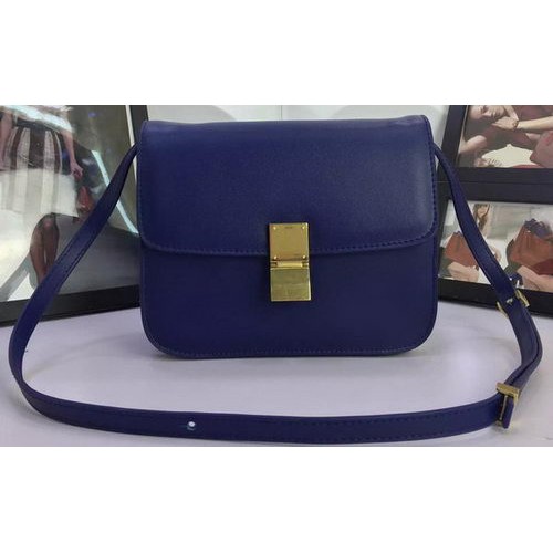 Geantă Celine Classic Box Flap din piele de vițel C88008 Royal