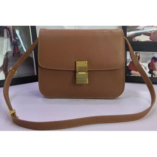 Geantă Celine Classic Box Flap din piele de vițel C88008 Grâu