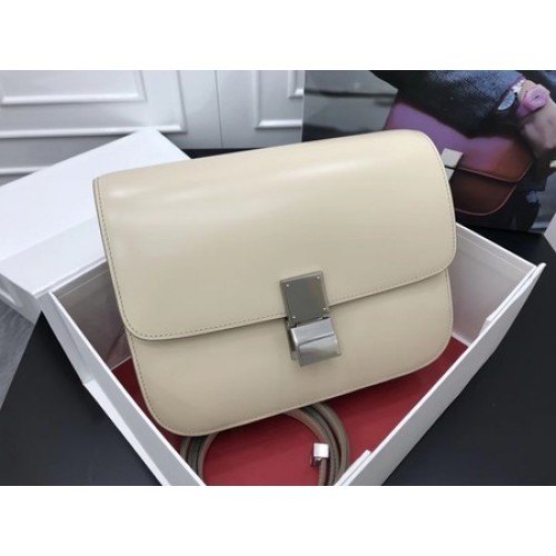 Geantă Celine Classic Box Flap, piele de vițel originală, 3378, culoare caisă